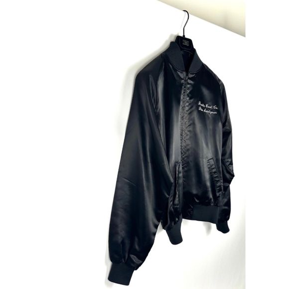 Vintage Men's Justin Boot Co. Bw Westernwear’ Silky Black  Bomber Jacket • M - Picture 6 of 10